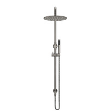 Round 300mm Twin Shower With Single Function Hand Shower & Square Gooseneck